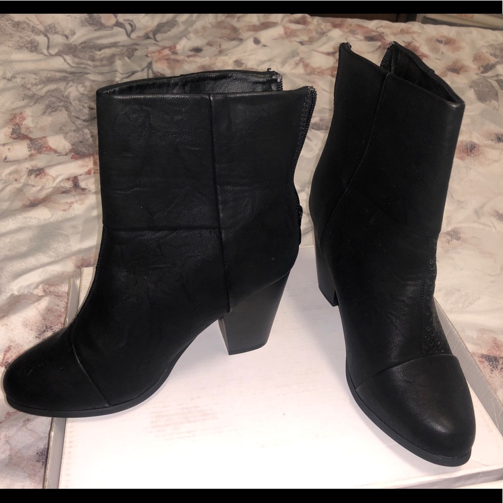 Black faux leather boots